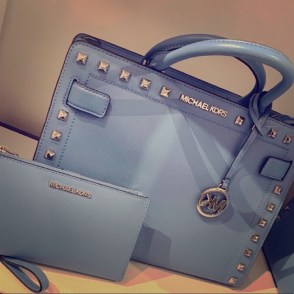 Michael Kors blue stud purse & watching wallet